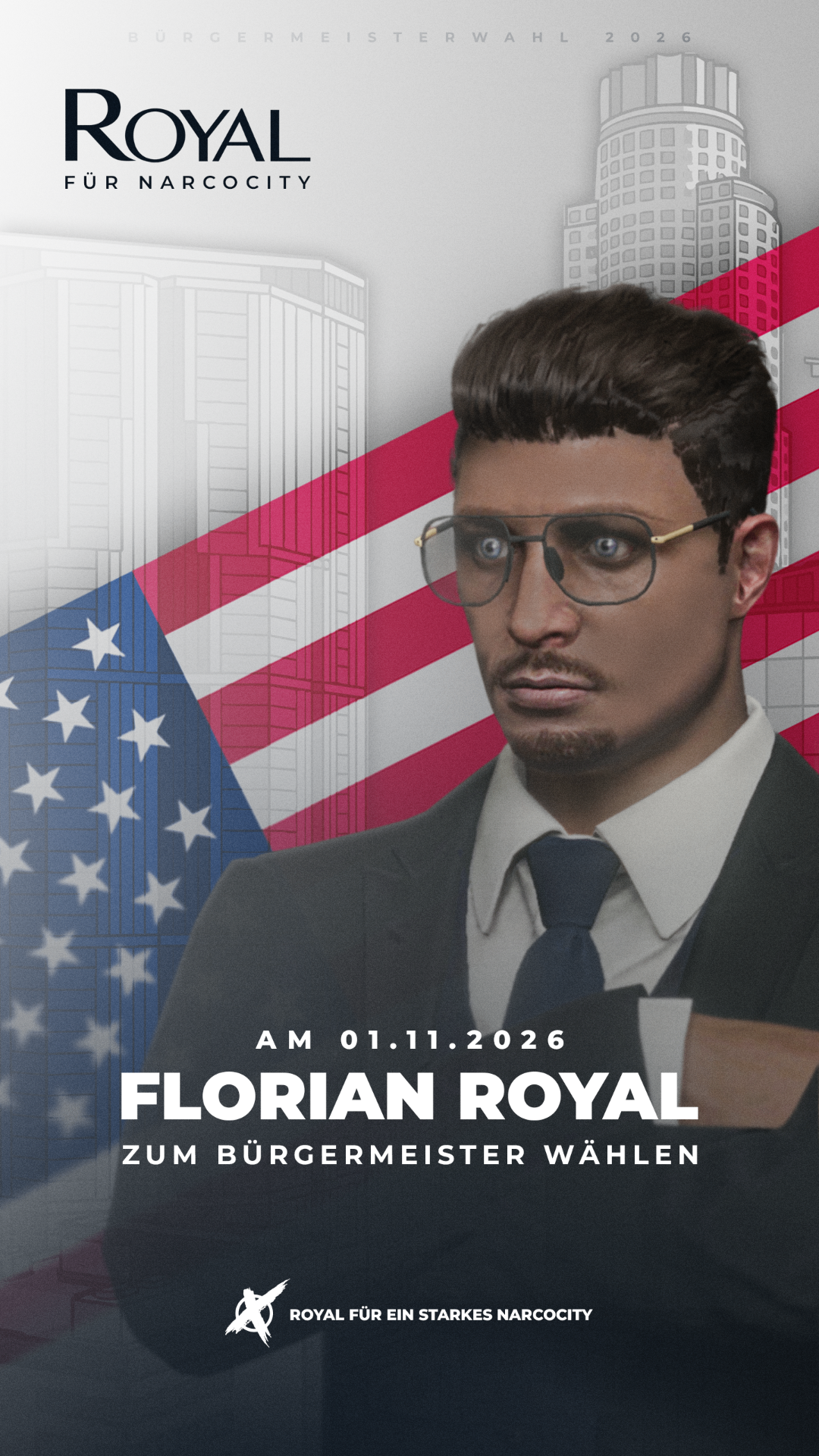 Wahlplakat von Florian Royal zur Bürgermeisterwahl 2026